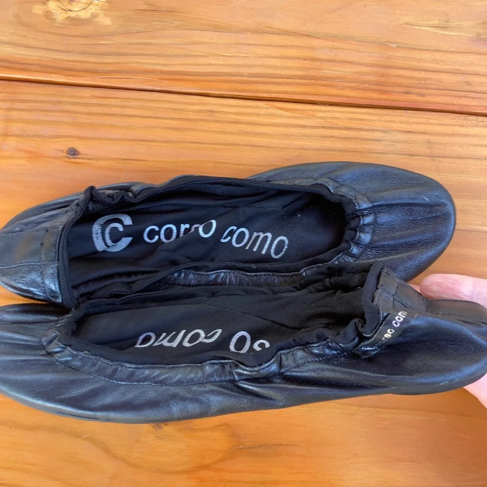 Corso Como Black Leather Ballasox, Possible Size 8-9, Foldable